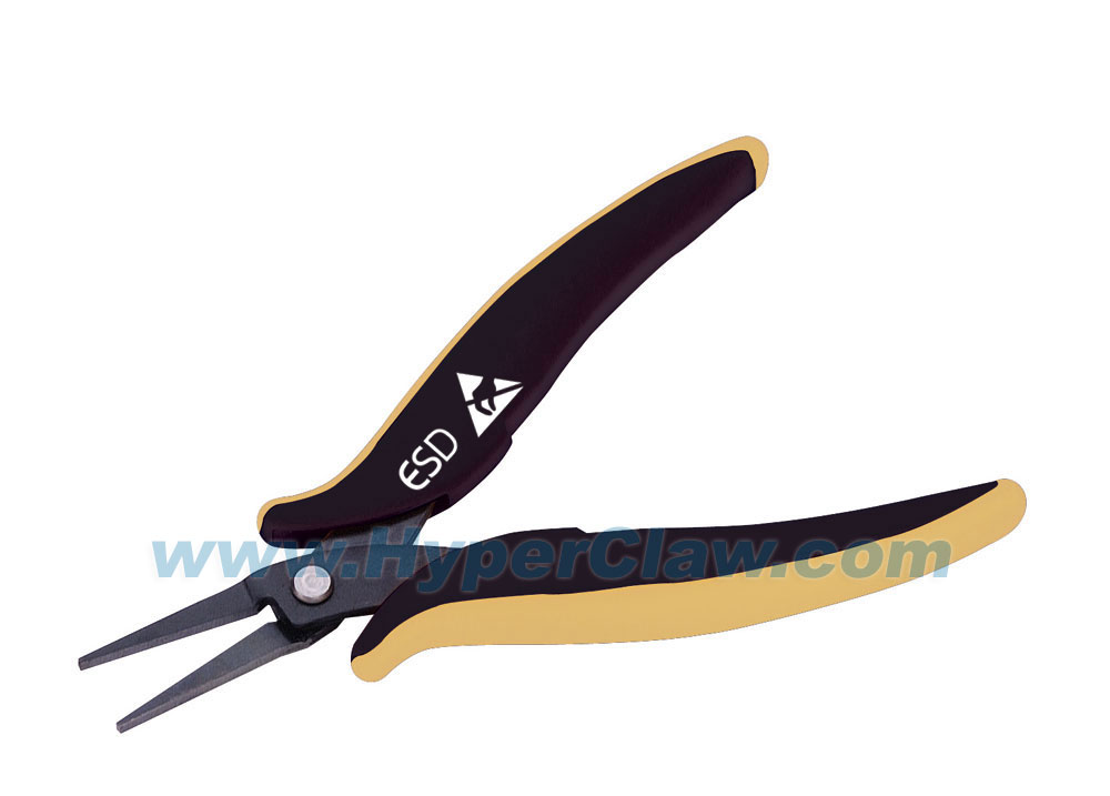 ESD-Safe Extra Long Needle Nose Pliers with Serrated Jaws and Blue Cushion  Grips, Carded, 6